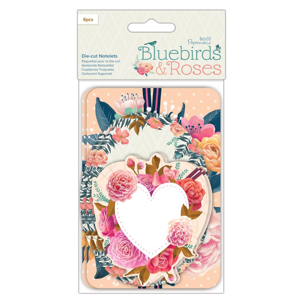 Papermania Die-cut Notelets - Bluebirds & Roses (6pk)