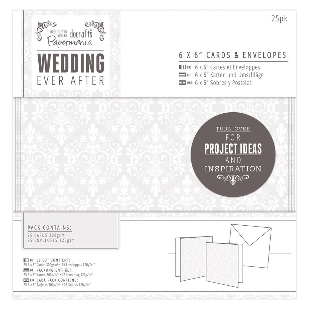 Papermania 6" x 6" Cards & Envelopes - Wedding Ever After Damask (25pk)
