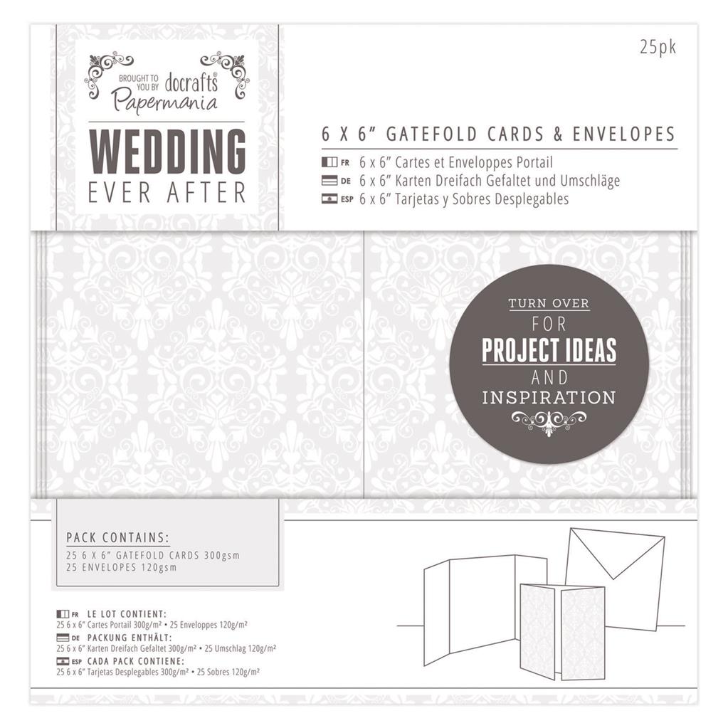Papermania Cards & Envelopes 6" x 6" Gatefold - Wedding Ever After Damask (25pk)