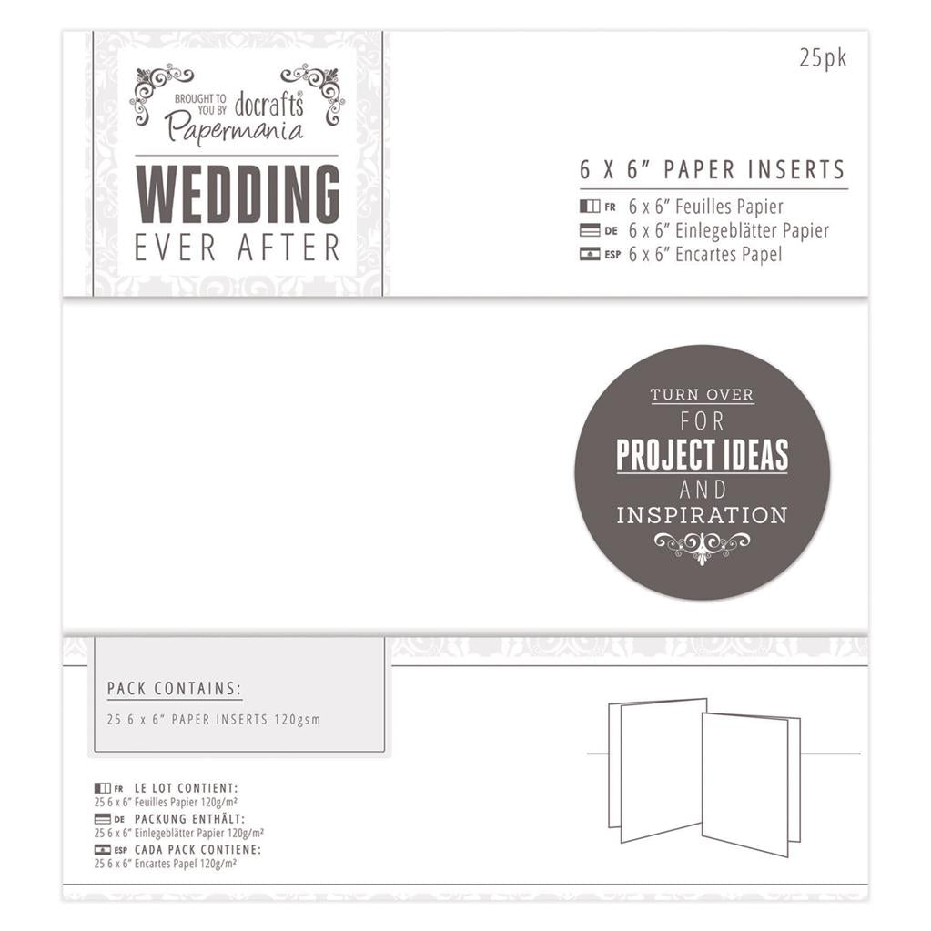 Papermania 6" x 6" Paper Card Inserts - Wedding Ever After (25pk)