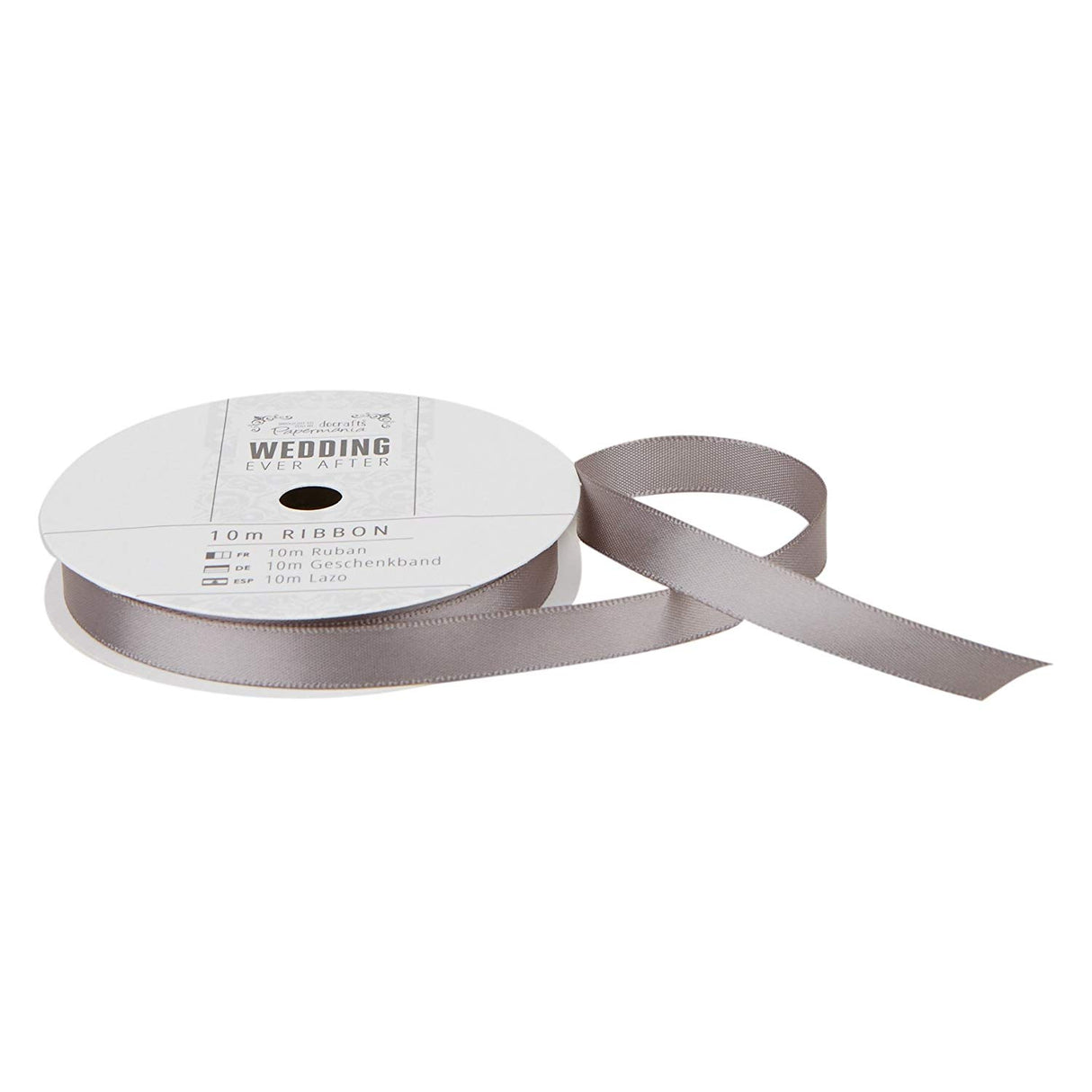 Papermania Wedding Ever After Satin Ribbon - Dark Grey 10m