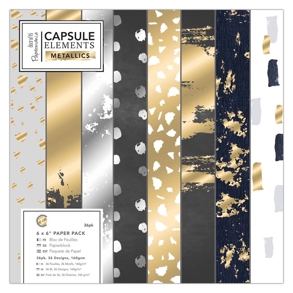 Papermania 6" x 6" Paper Pack - Capsule Elements Metallics (36sht)
