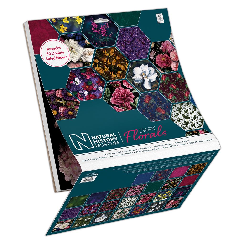 Papermania 12" x 12" Paper Pad - Natural History Museum Dark Florals (50sht)