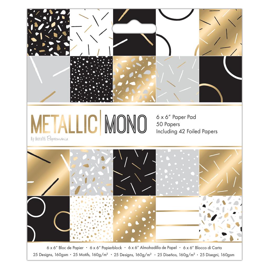 Papermania 6" x 6" Paper Pad - Metallic Mono (50sht)