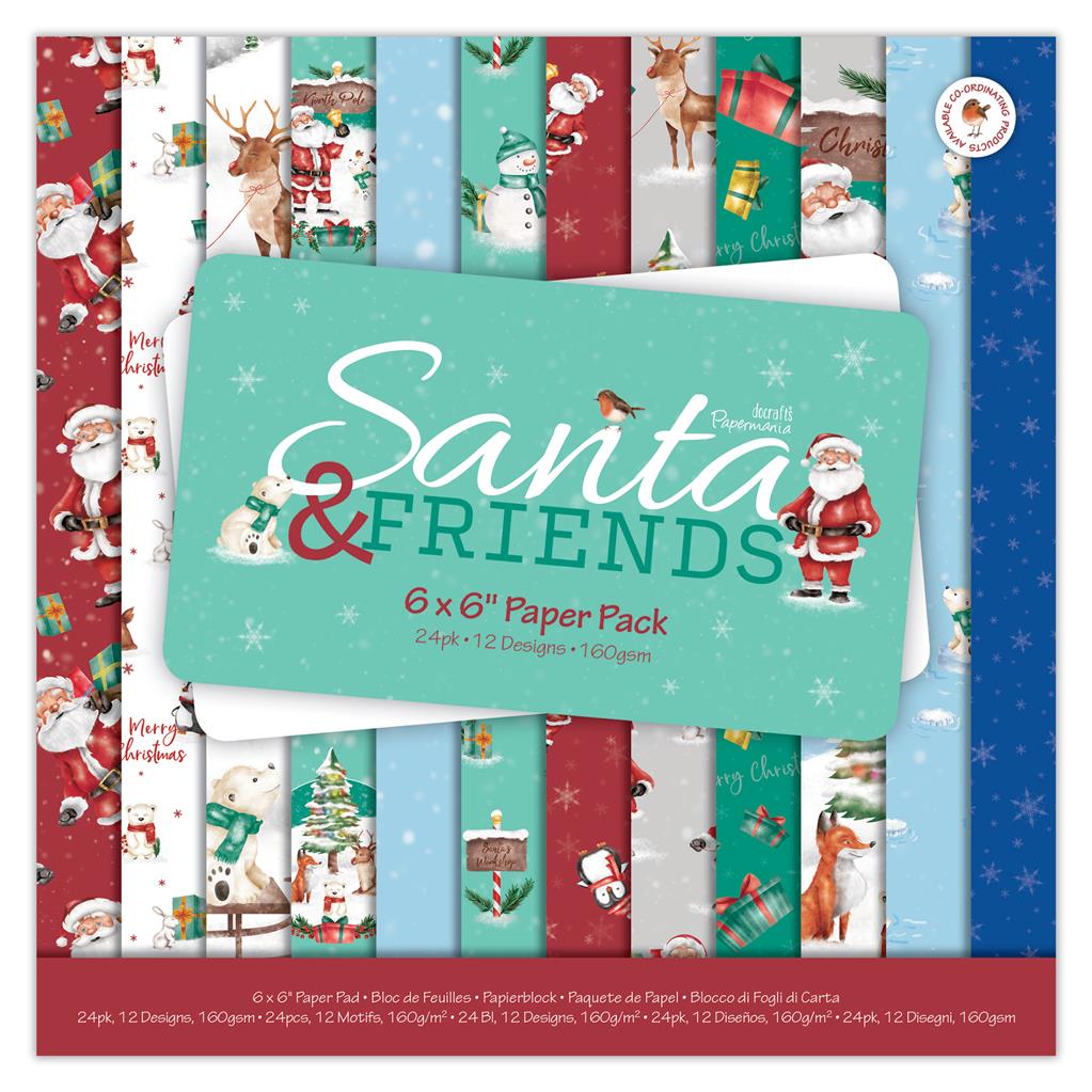 Papermania 6" x 6" Paper Pack - Santa & Friends (24sht)