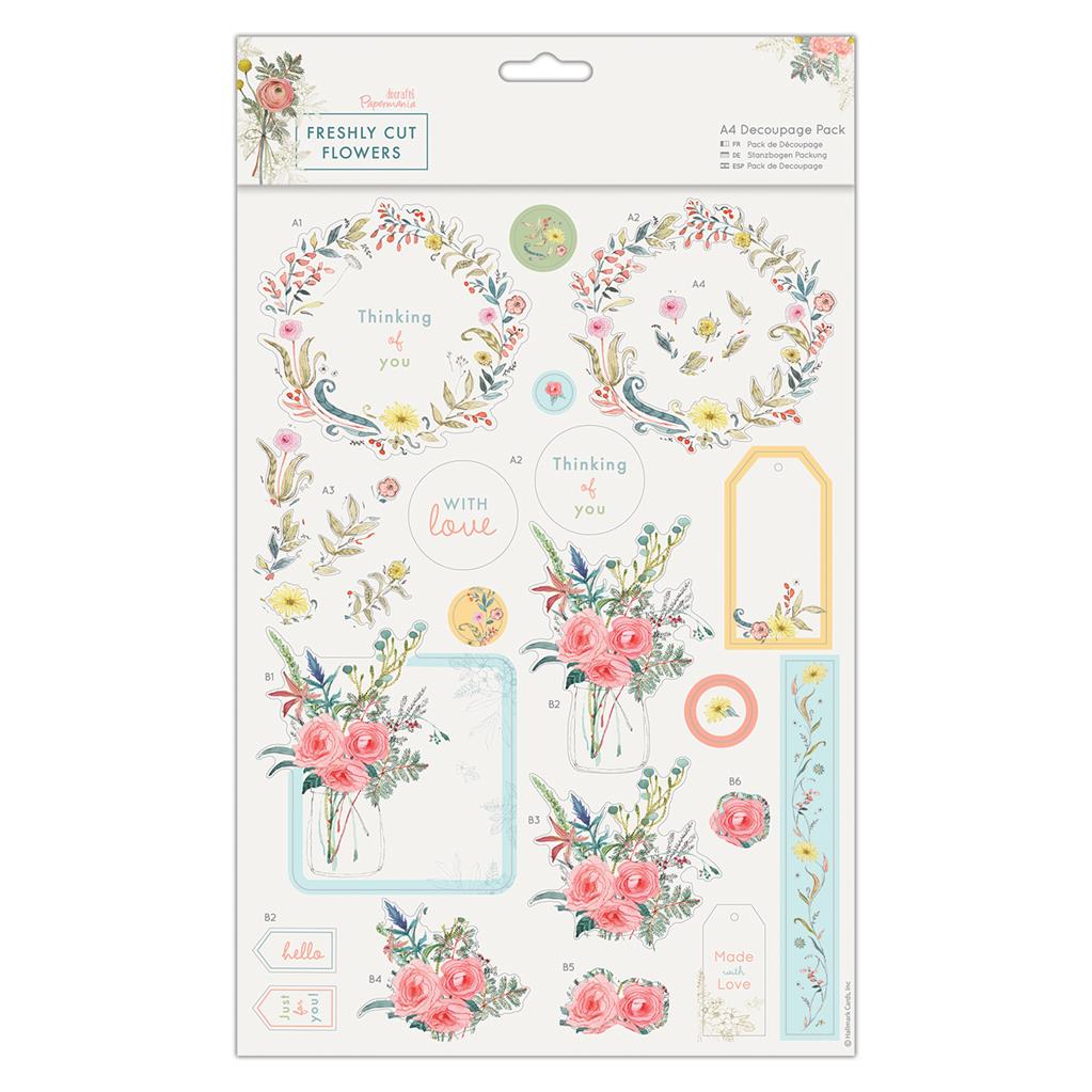 Papermania A4 Decoupage Pack - Freshly Cut Flowers - With Love