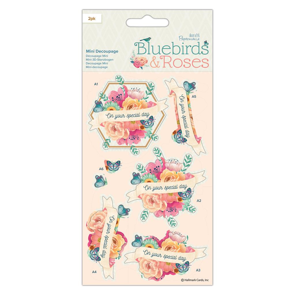 Papermania Mini Decoupage - Bluebirds & Roses - Roses (2pk)