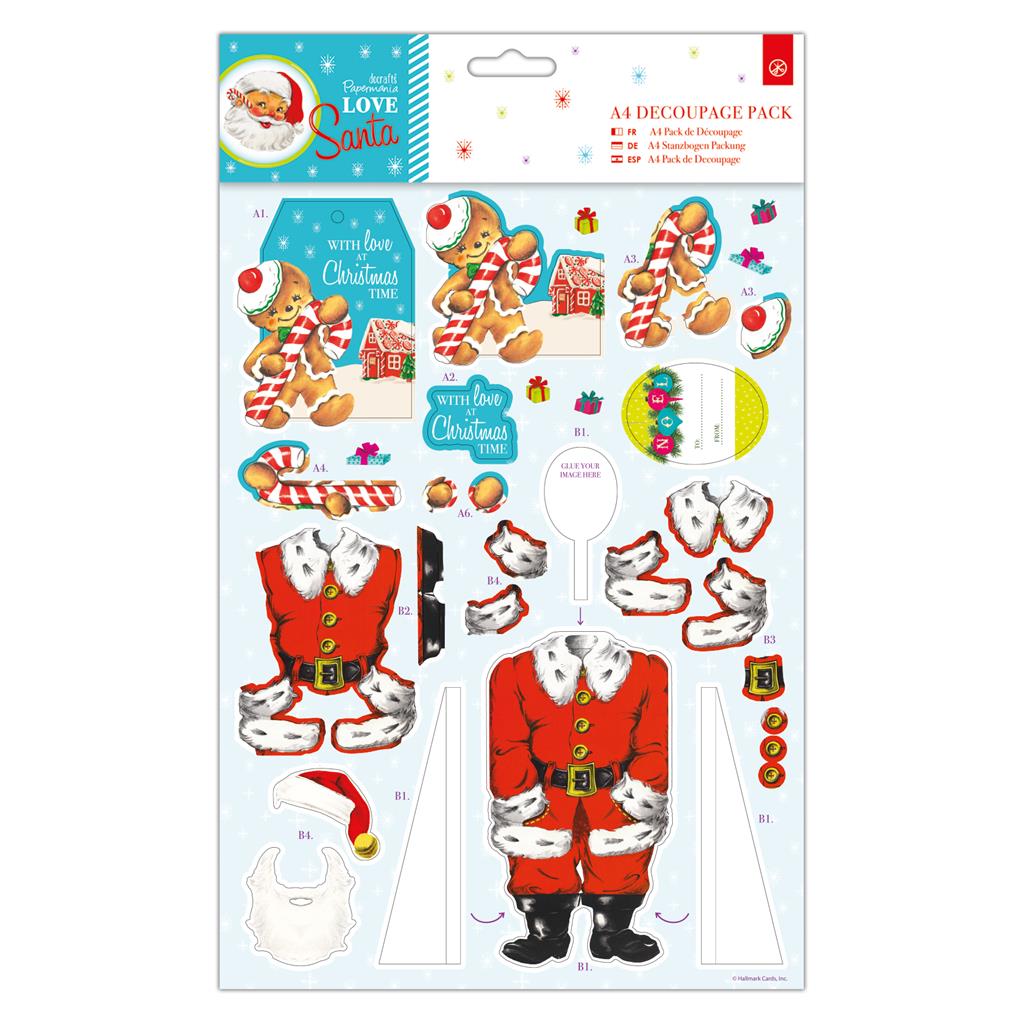 Papermania A4 Decoupage Pack - Love Santa - Gingerbread Man
