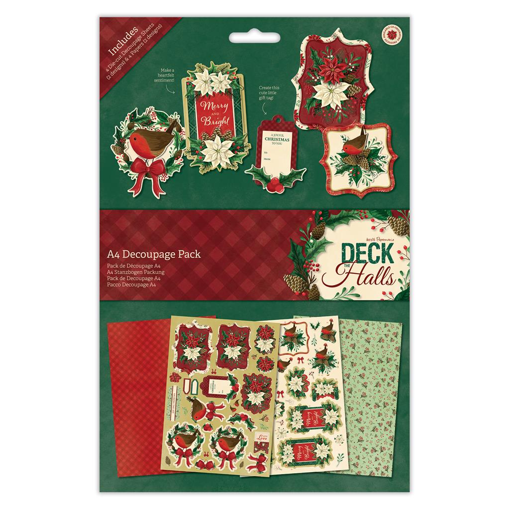 Papermania A4 Decoupage Pack - Deck the Halls (8pk)