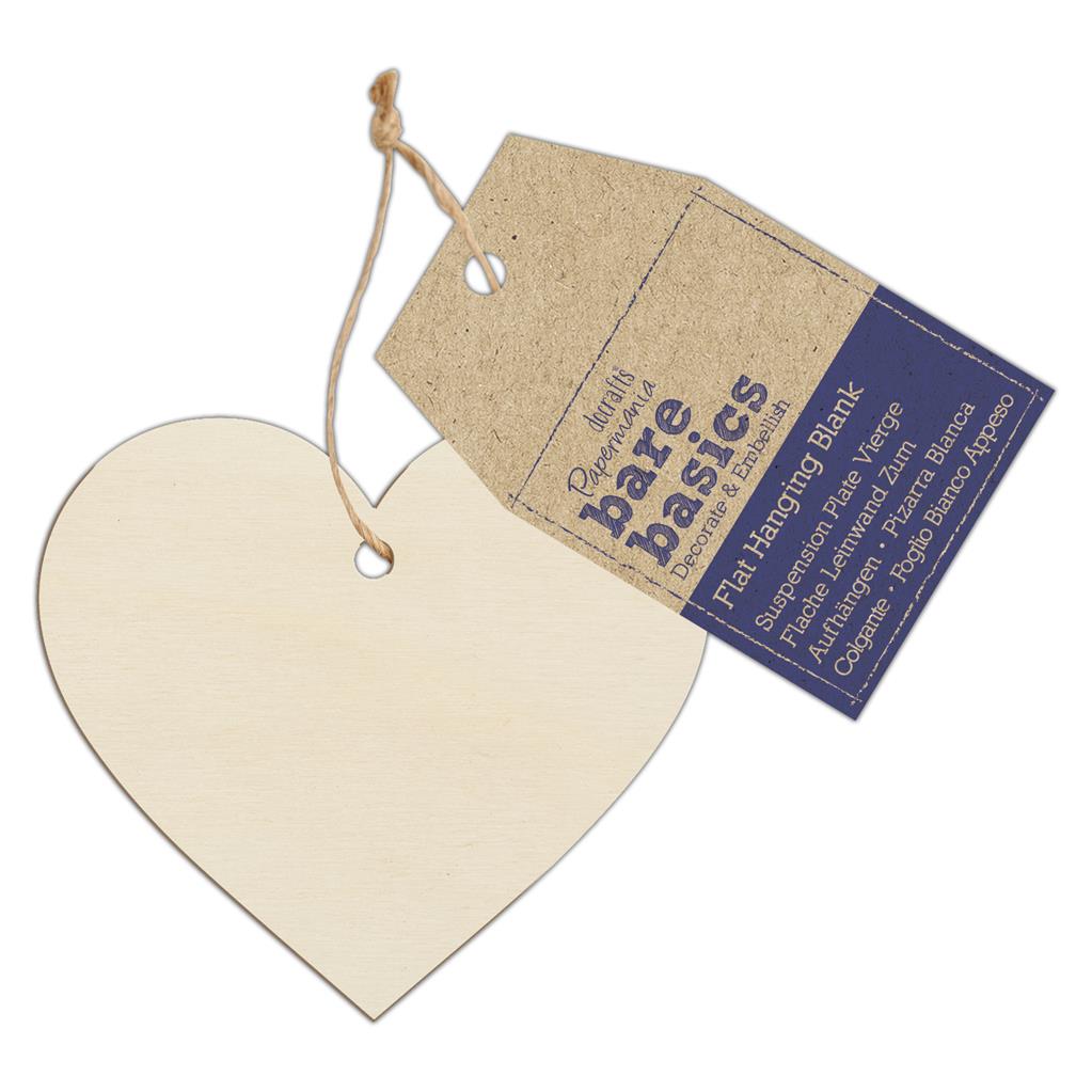 Bare Basics Flat Hanging Blank Shape - Wooden Heart (Single)