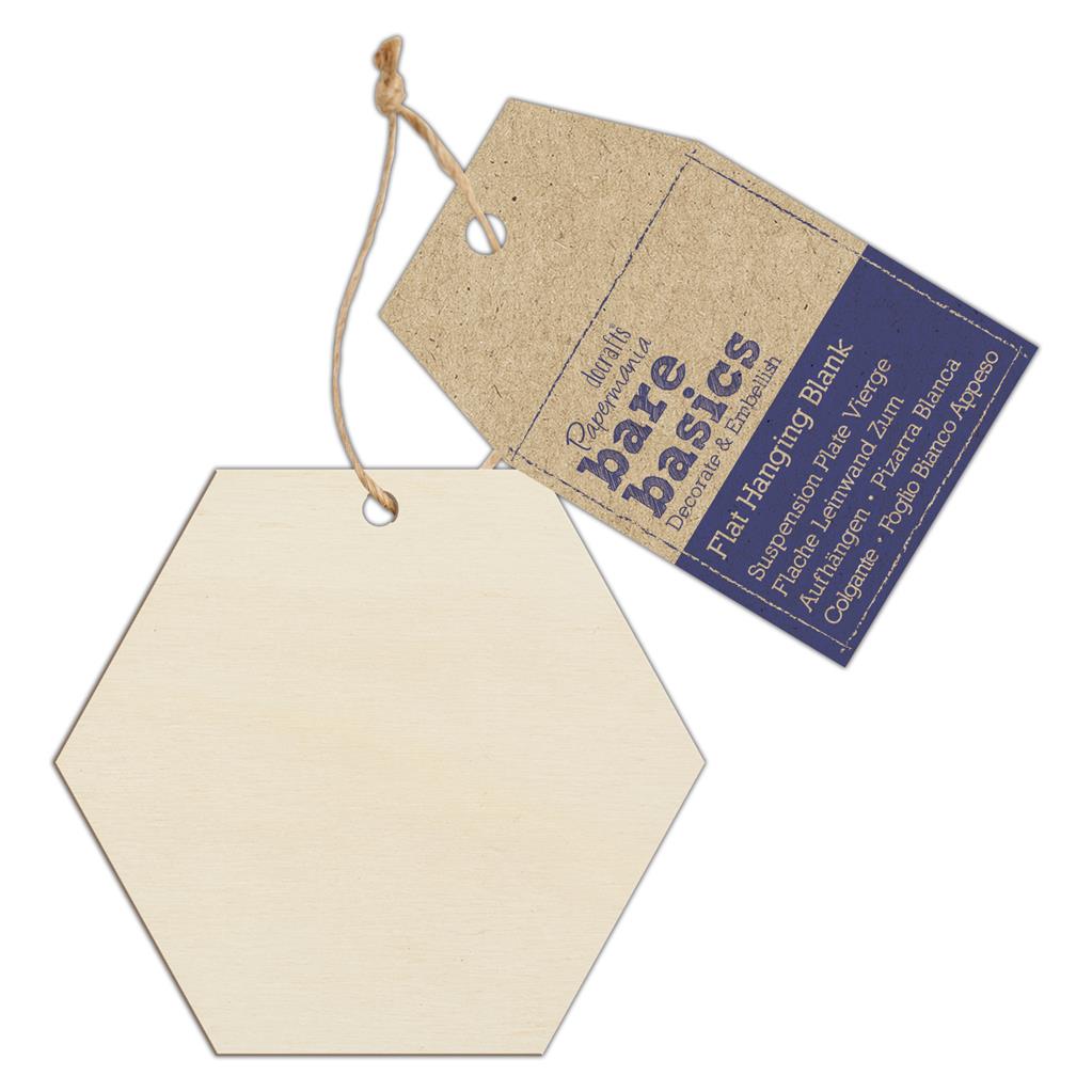 Bare Basics Flat Hanging Blank Shape - Wooden Hexagon (Single)