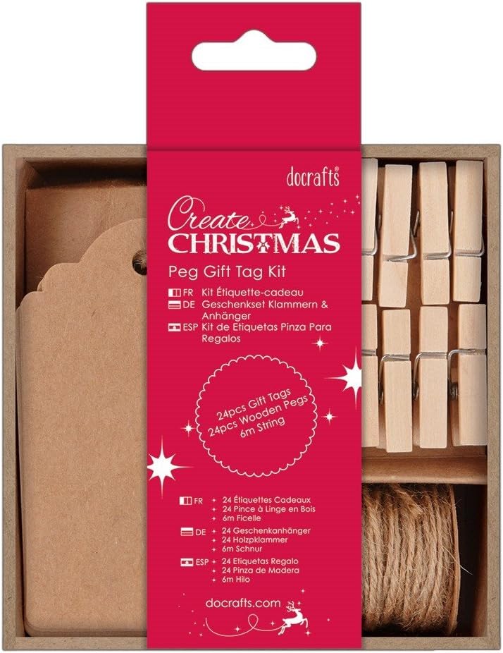 Create Christmas Wooden Peg Gift Tag Kit (24pk)