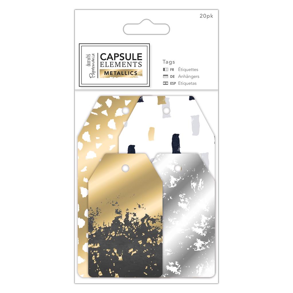 Papermania Capsule Elements Metallics Tags (20pk)