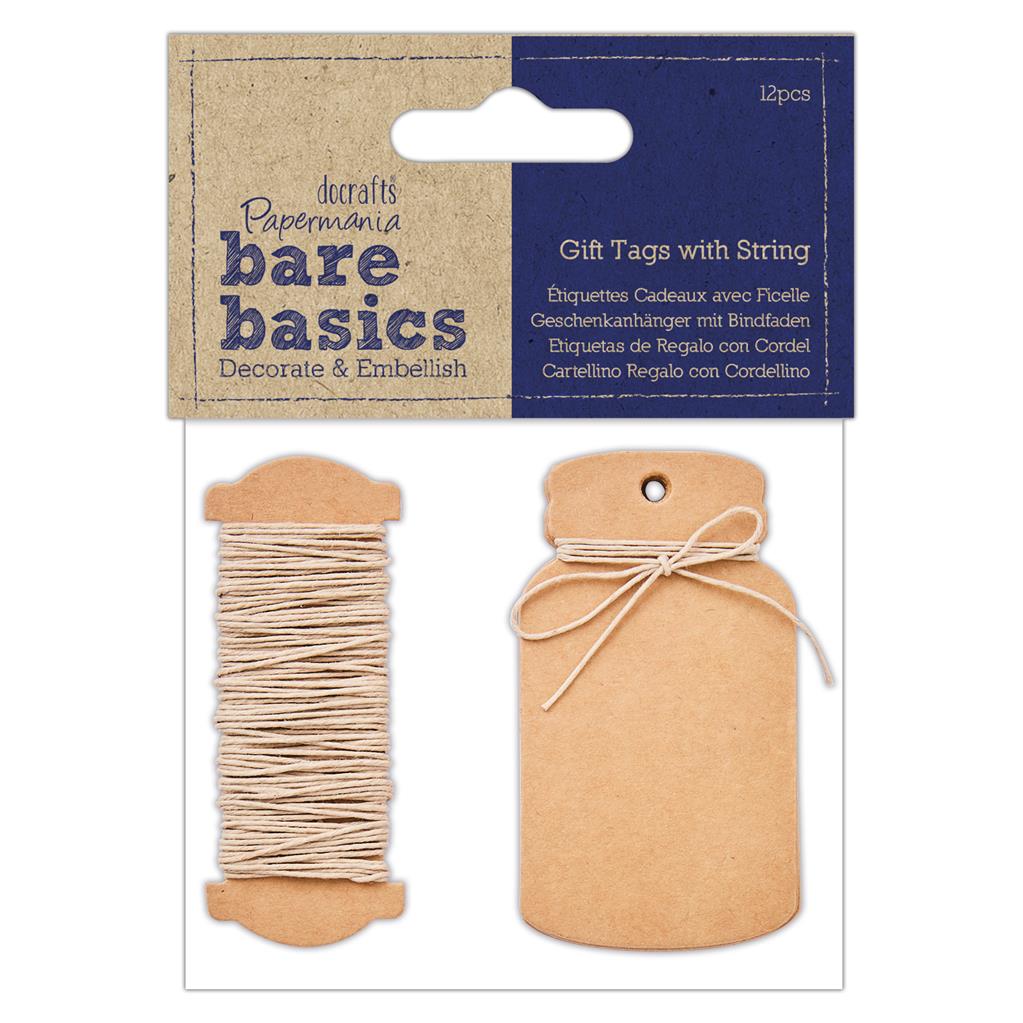 Bare Basics Mini Bottle Gift Tags with String (12pk)