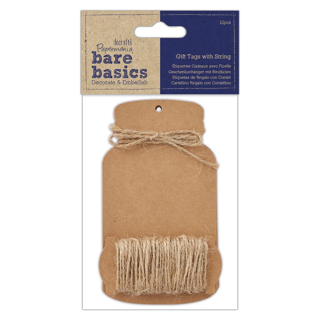 Bare Basics Large Bottle Gift Tags with String (12pk)