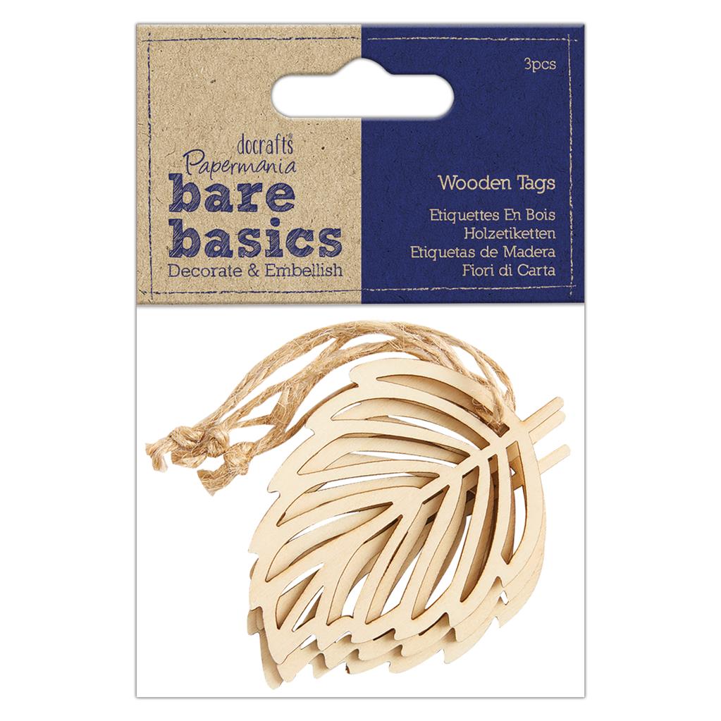 Bare Basics Wooden Tags - Leaf (3pc)