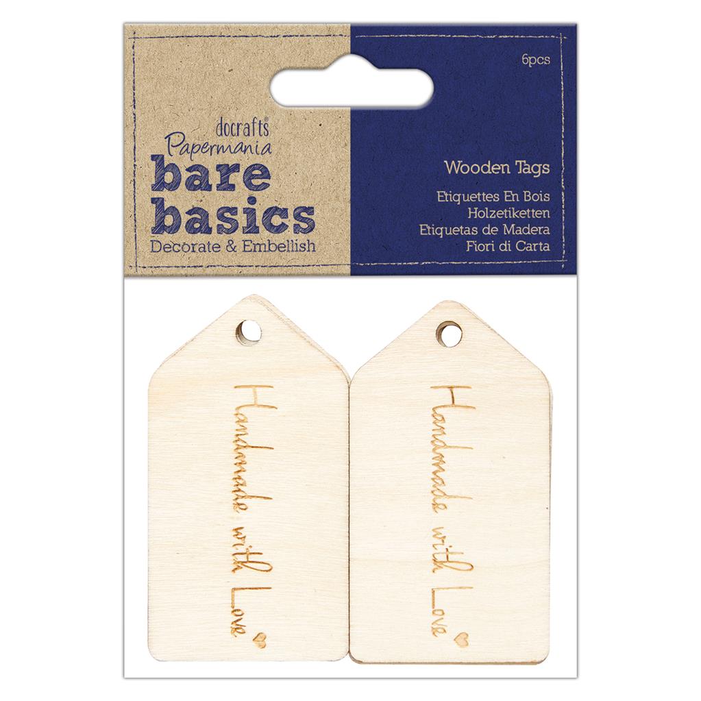 Bare Basics Handmade With Love Wooden Tags (6pc)