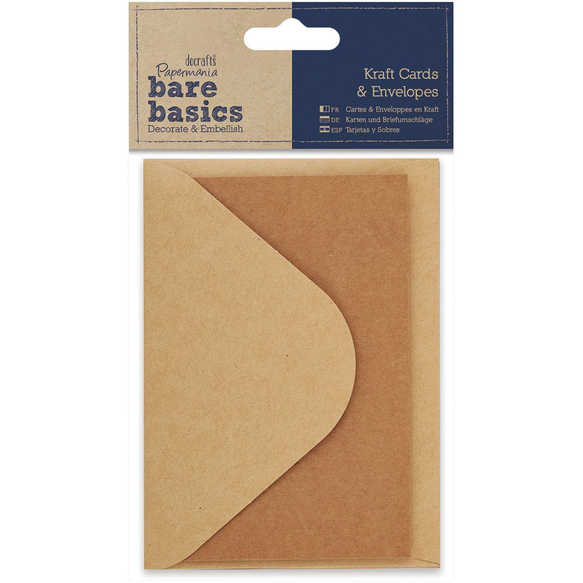 Bare Basics Blank Cards & Envelopes 10.5cm x 7cm Kraft Brown (3pc)