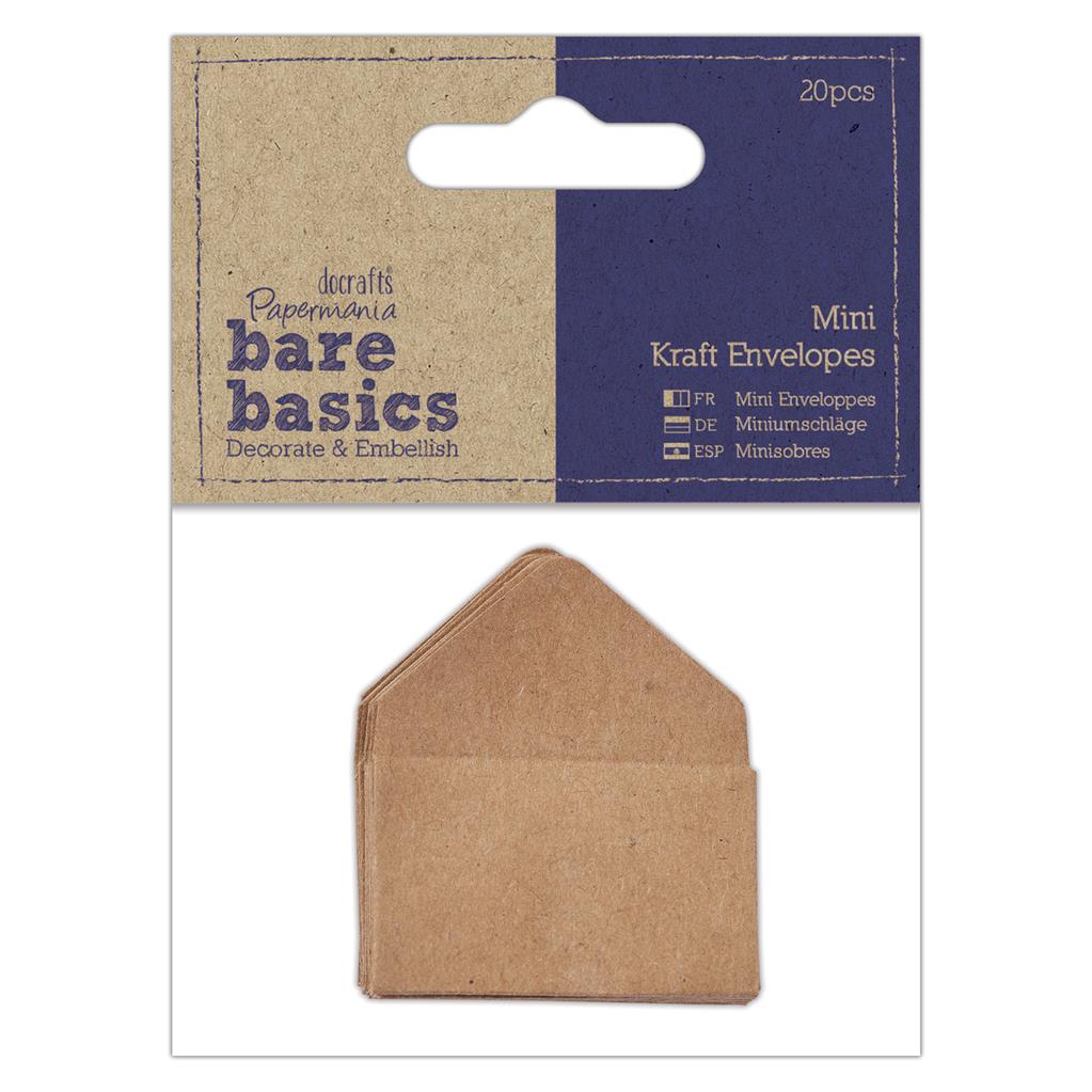 Bare Basics Mini Kraft Envelopes Brown (20pk)