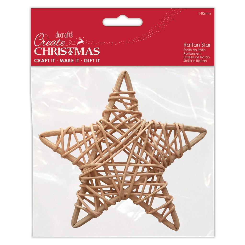 Create Christmas 140mm Rattan Star - Natural