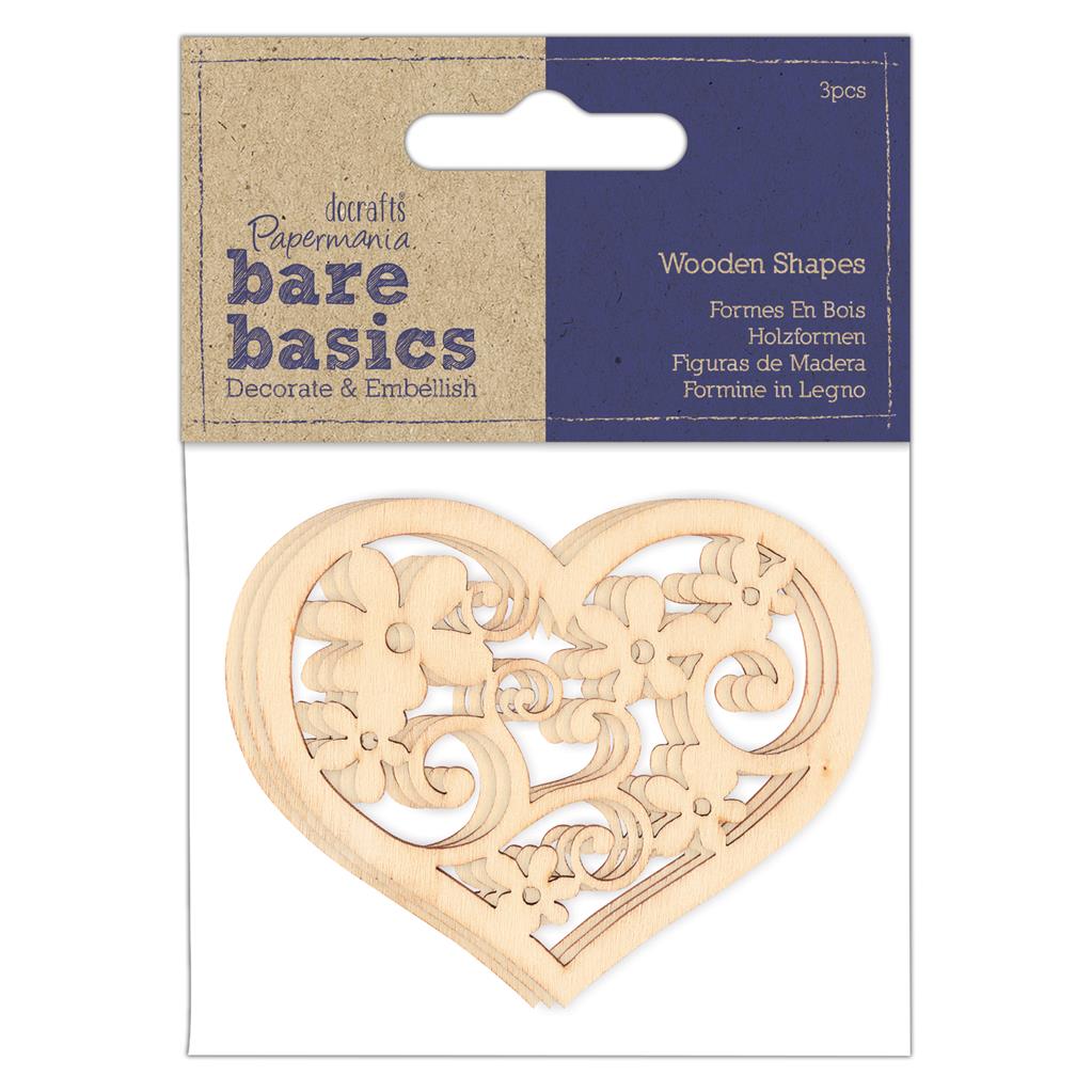 Bare Basics Wooden Shapes - Laser Cut Flower (3pc)