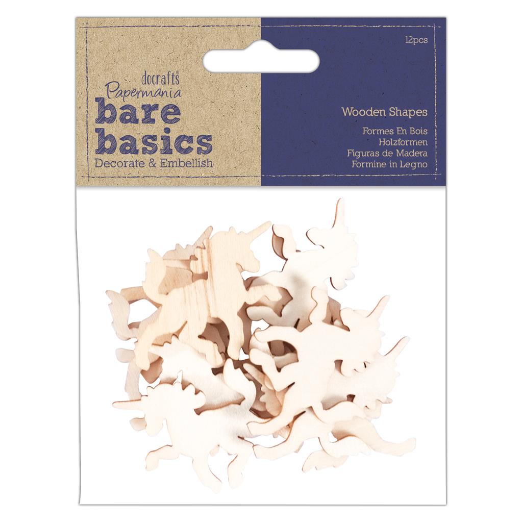 Bare Basics Wooden Shapes - Unicorns (12pk)