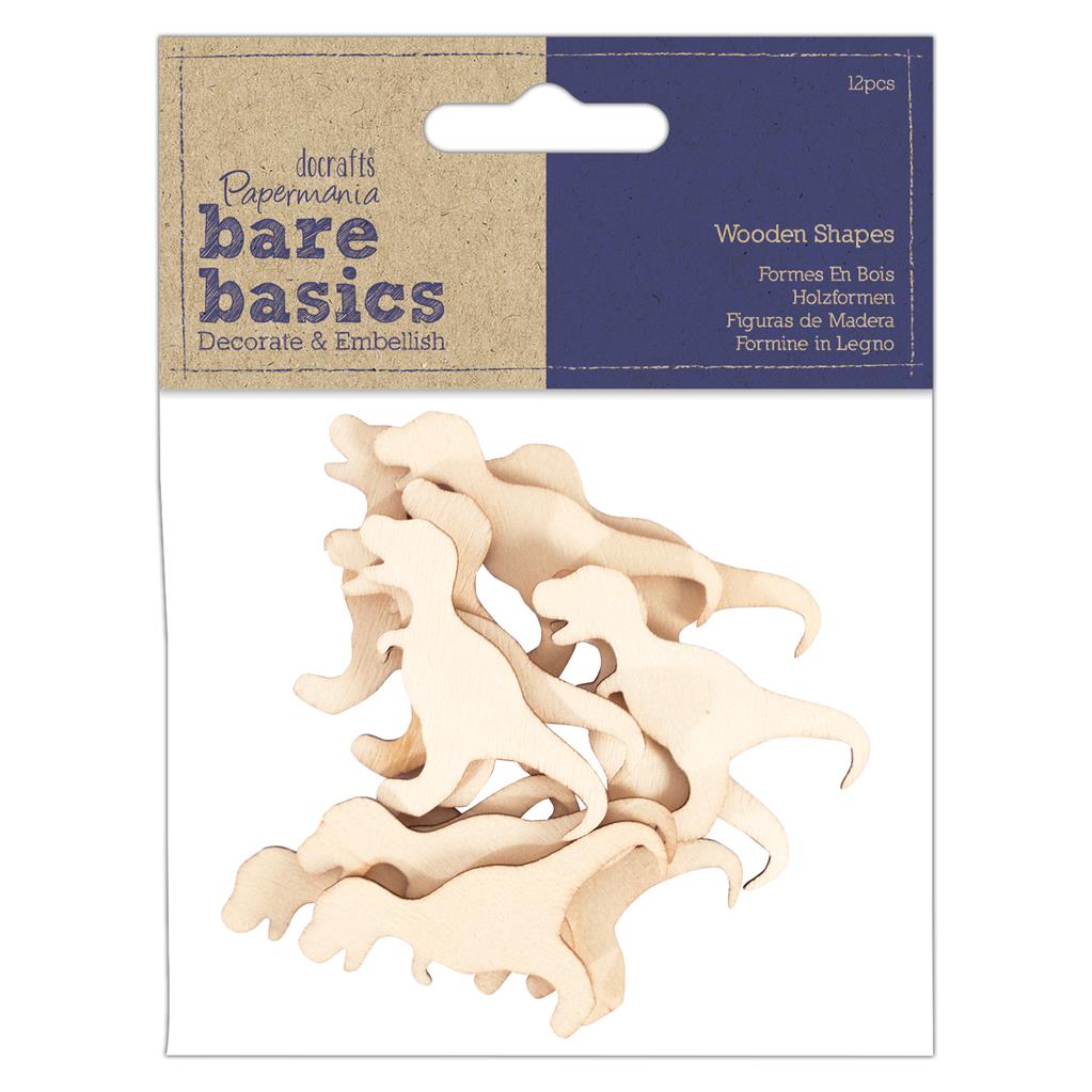 Bare Basics Wooden Shapes - T Rex (12pk)