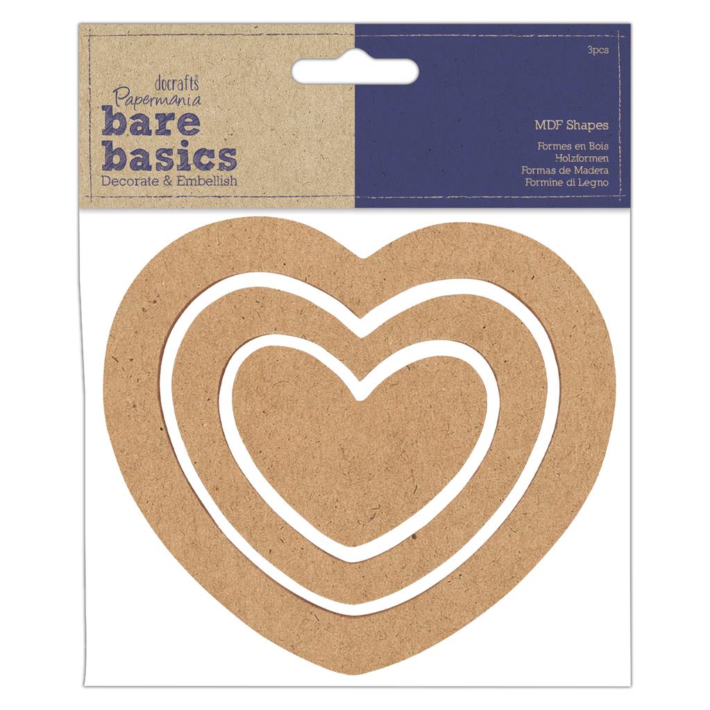 Bare Basics MDF Nesting Shapes - Hearts (3pc)