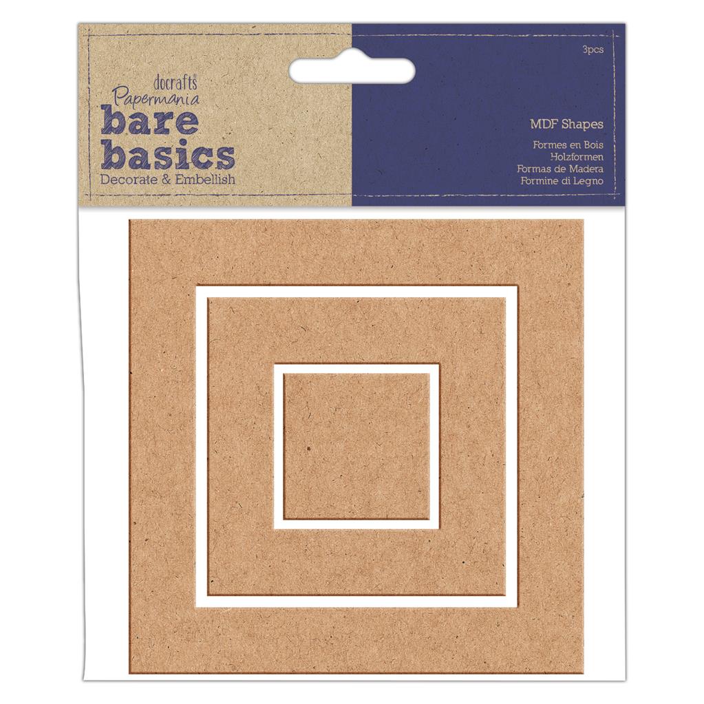 Bare Basics MDF Nesting Shapes - Squares (3pc)