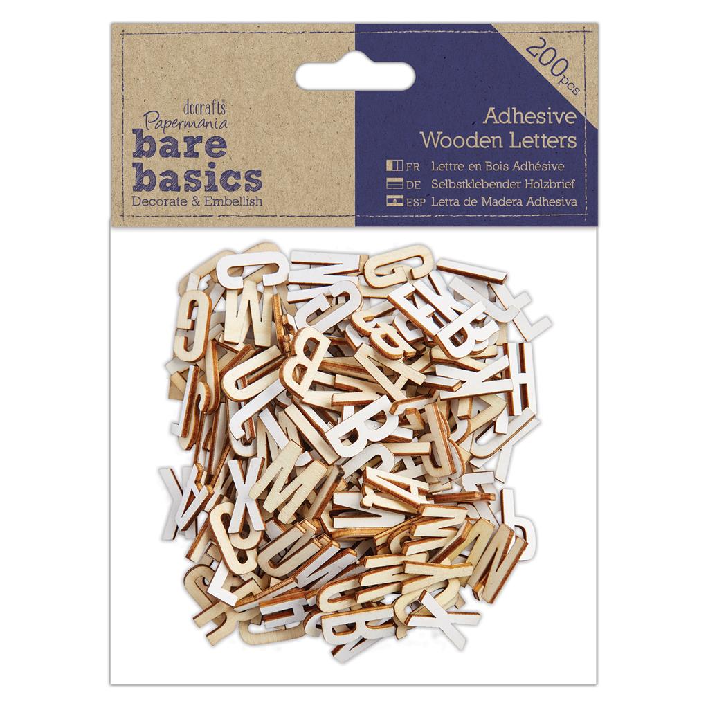Bare Basics Adhesive Wooden Letters 2cm (200pk)