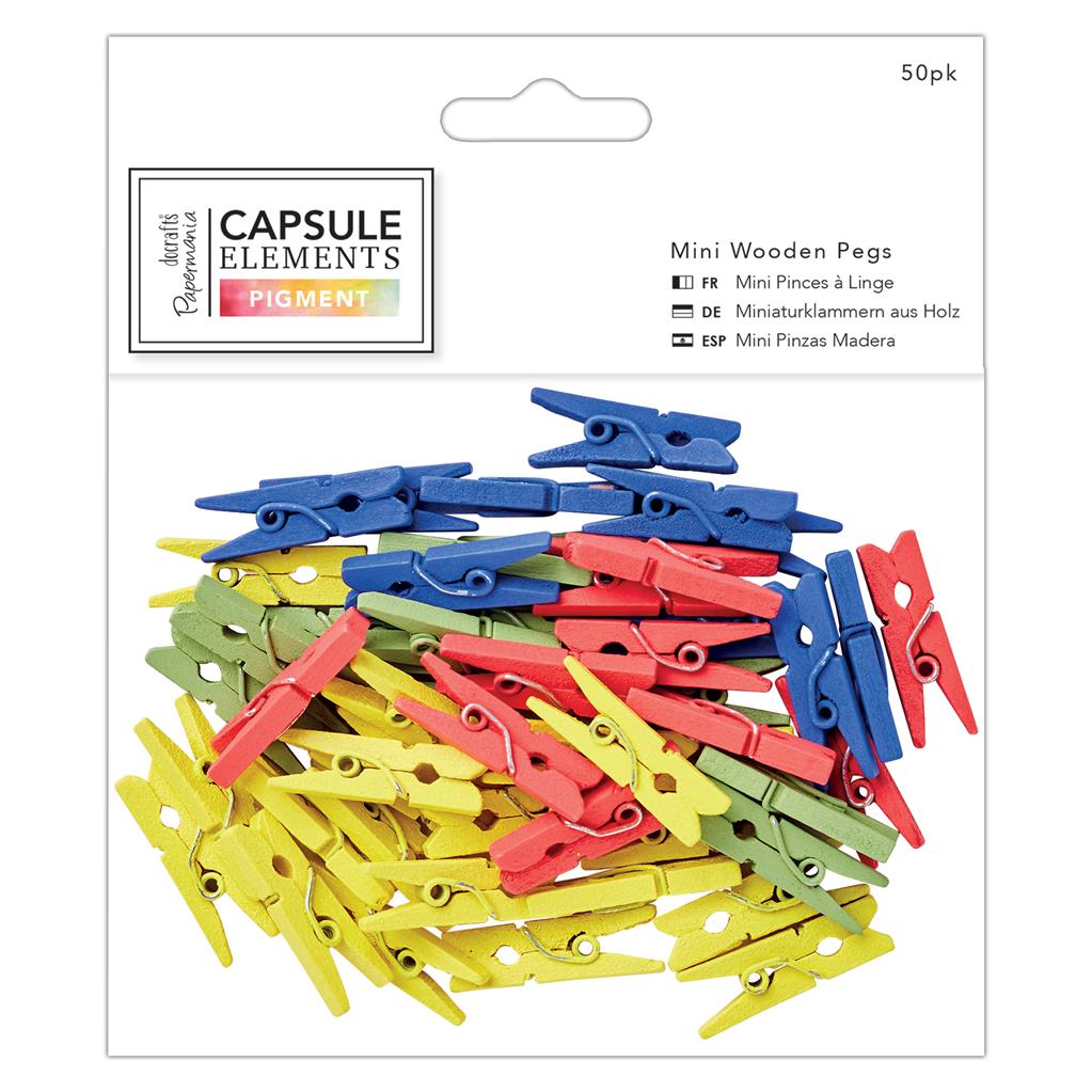 Papermania Mini Wooden Pegs - Capsule Elements Pigment (50pk)