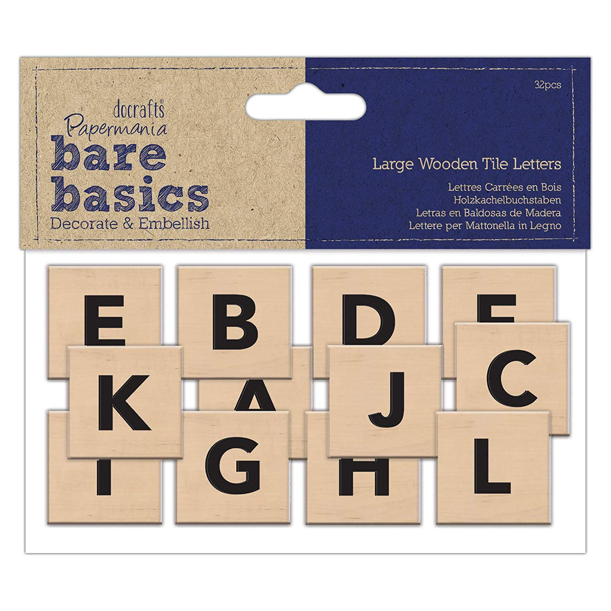 Bare Basics Big Wooden Tile Letters (32pc)