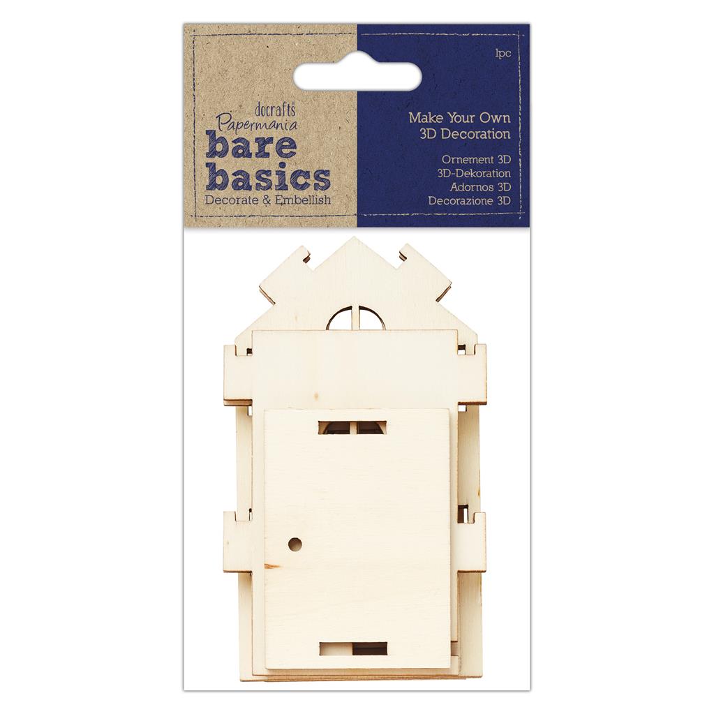 Bare Basics Make Your Own 3D Decoration - Medium Wooden House