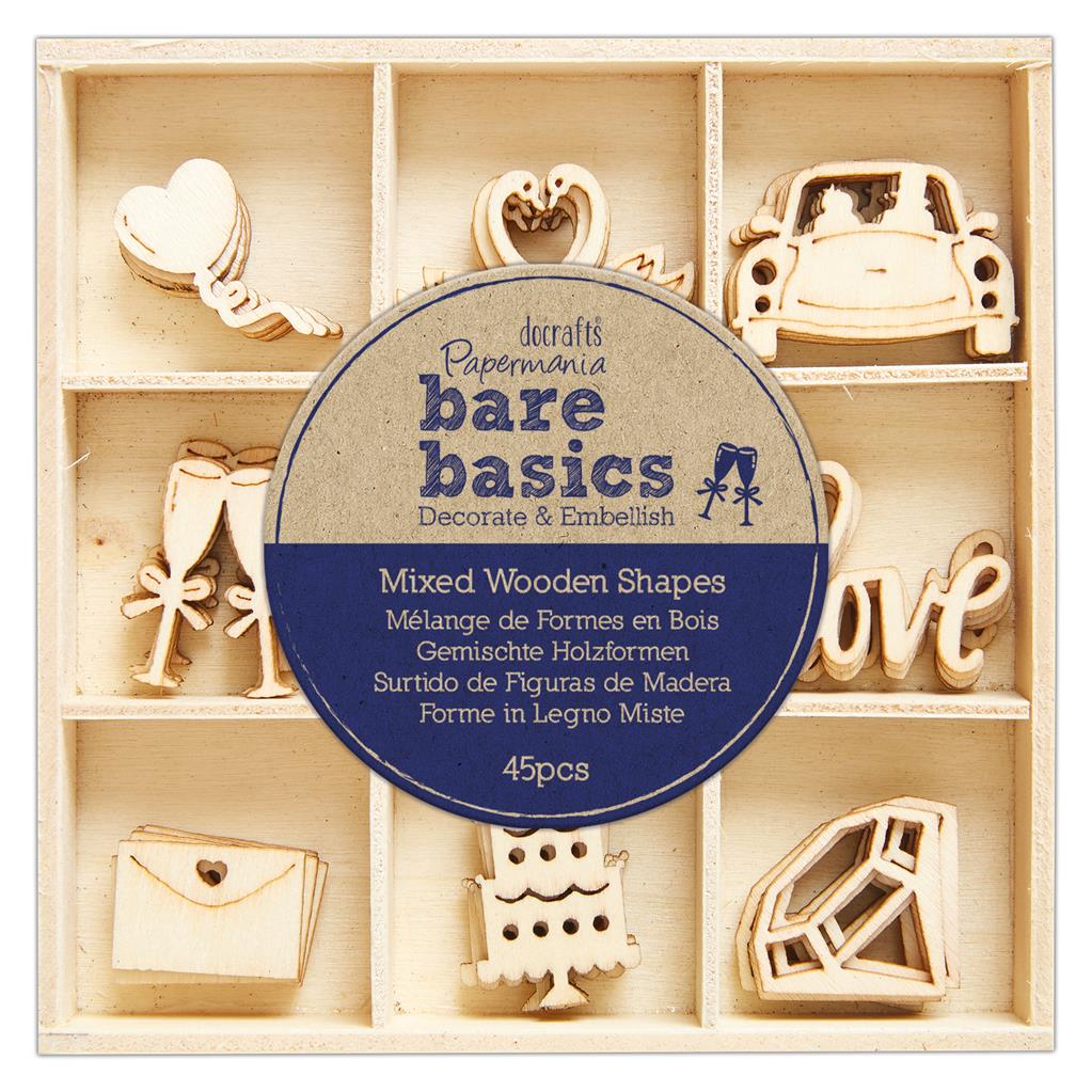 Bare Basics Wooden Shapes - Wedding (45pk)