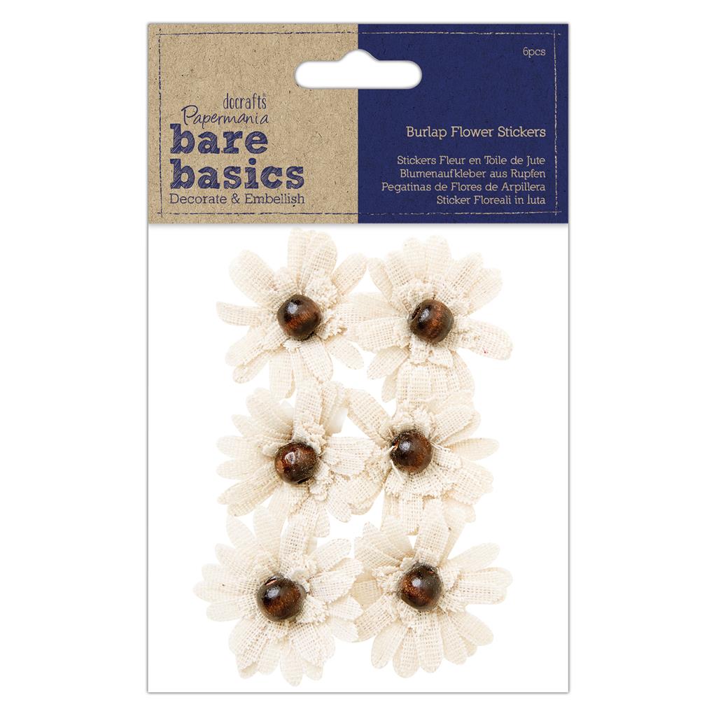 Bare Basics Burlap Flowers - Bead (6pc)