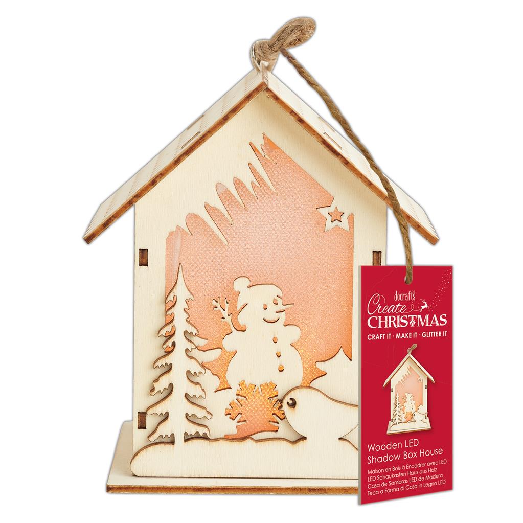 Create Christmas Wooden LED Shadow Box House - Snowman