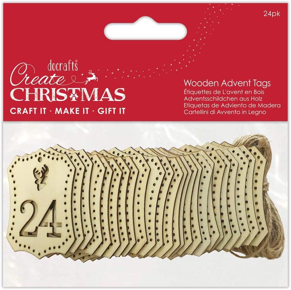Create Christmas Wooden Advent Tags (24pk)