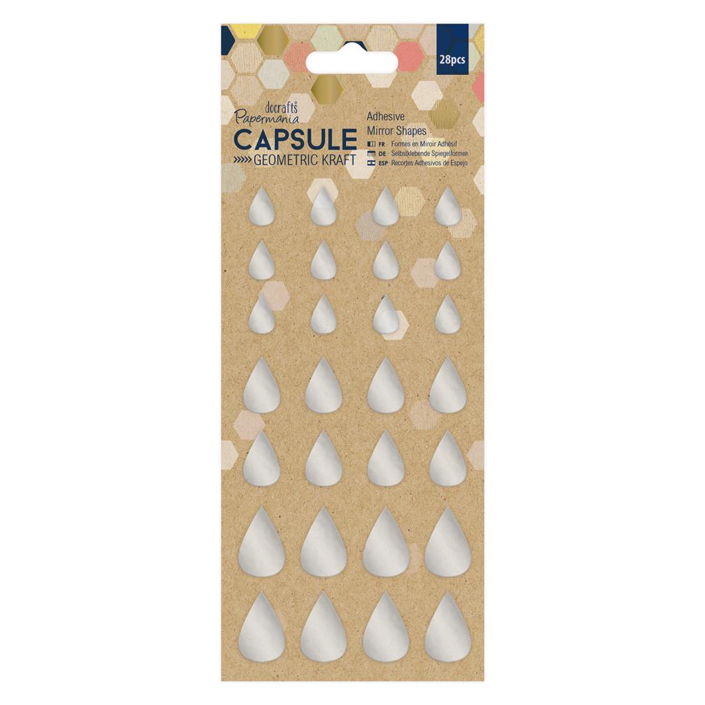 Papermania Capsule Geometric Kraft Adhesive Mirror Shapes - Teardrops (28pcs)
