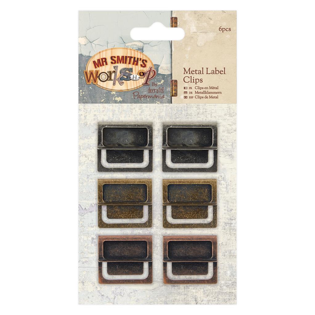Papermania Mr Smith's Workshop Metal Label Clips (6pkk)
