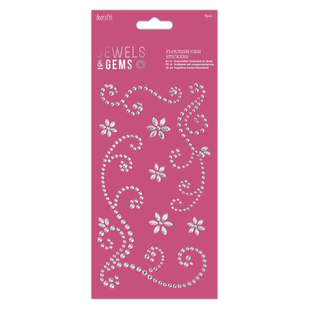 Papermania Jewels & Gems Flourish Gem Stickers (8pcs)