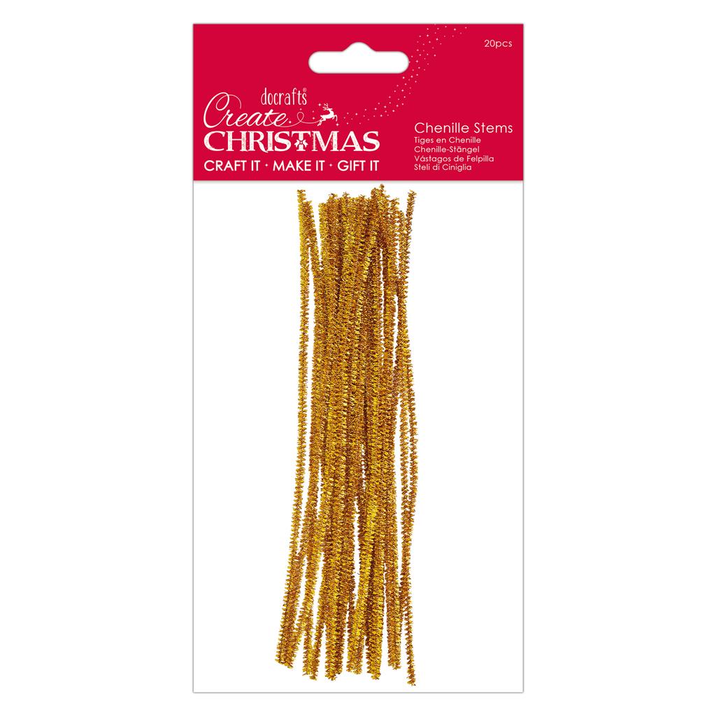 Create Christmas Metallic Chenille Stems - Gold (20pk)