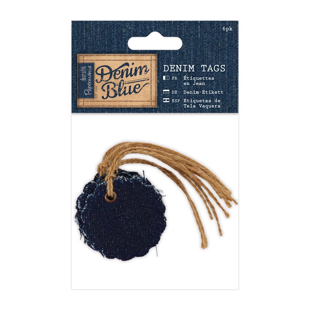 Papermania Denim Blue Tags - Scalloped Circles (6pk)