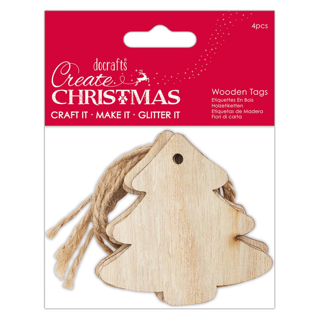 Create Christmas Wooden Gft Tags - Tree (4pk)