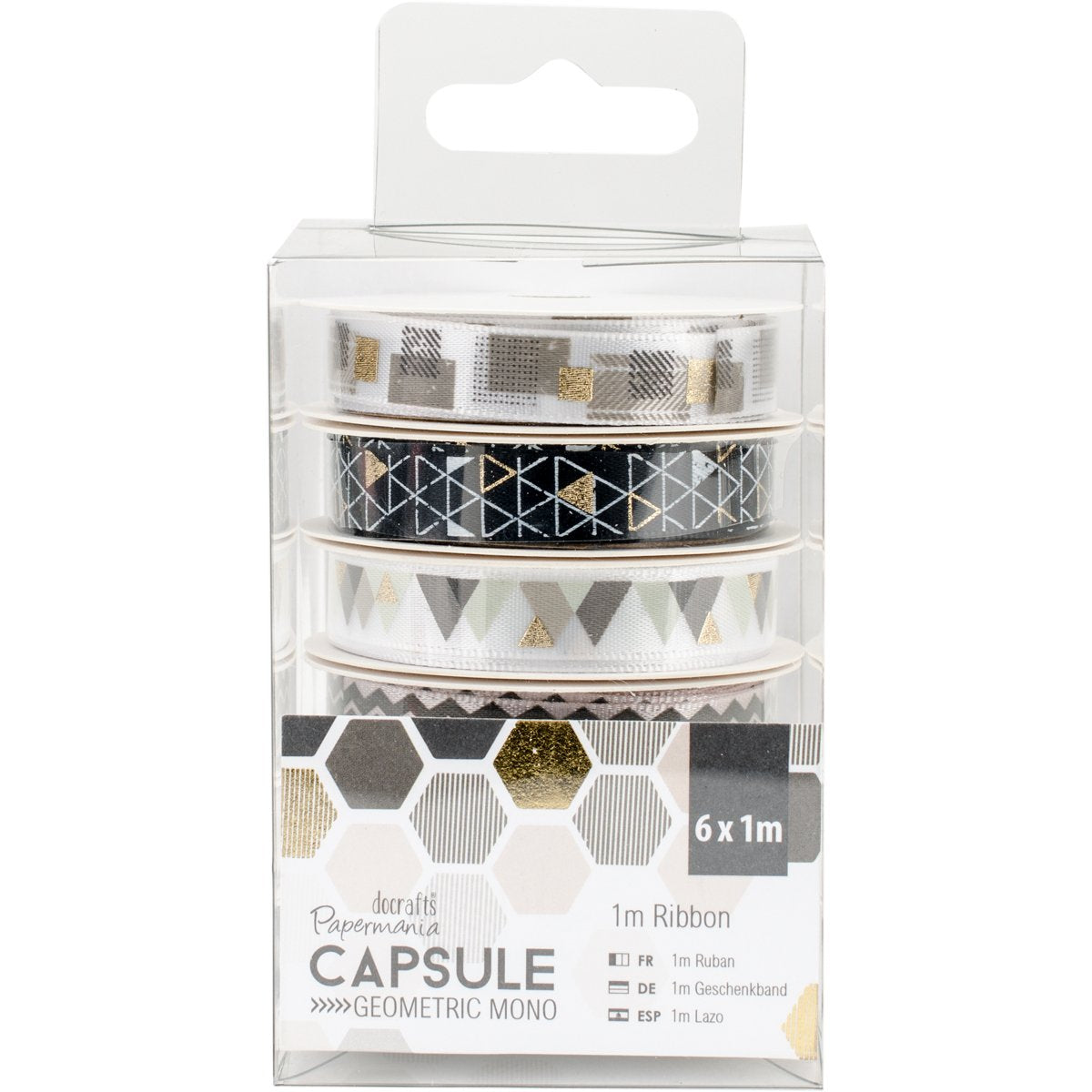 Papermania Ribbon - Capsule Geometric Mono 1m (6pk)