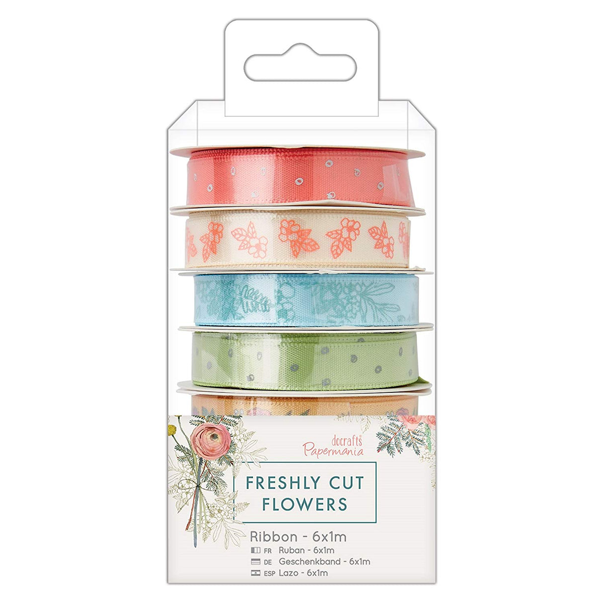 Papermania Ribbon - Freshly Cut Flowers 1m (6pk)