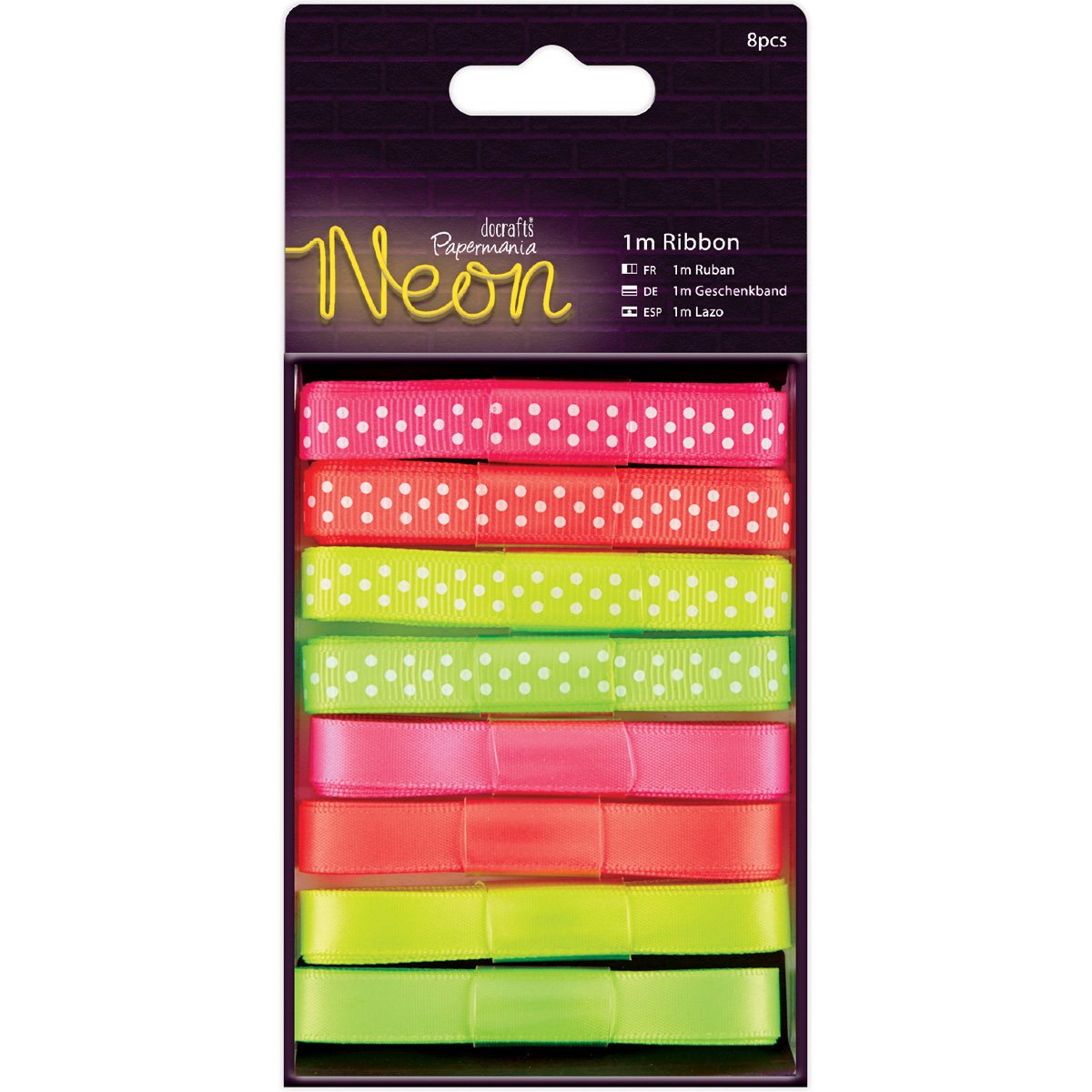 Papermania Ribbon - Neon 1m (8pk)