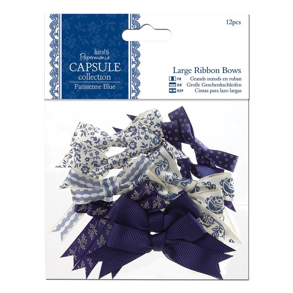Papermania Capsule Parisienne Blue Large Ribbon Bows (12pcs)