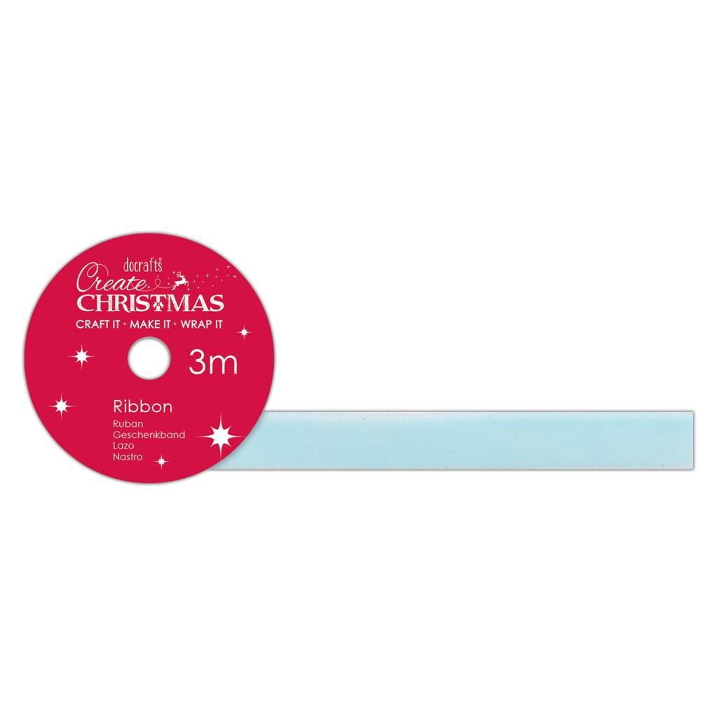 Create Christmas Velvet Ribbon 3m - Pale Blue