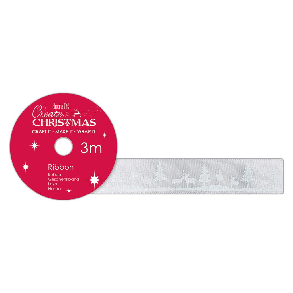 Create Christmas Satin Ribbon 3m - Snow Scene