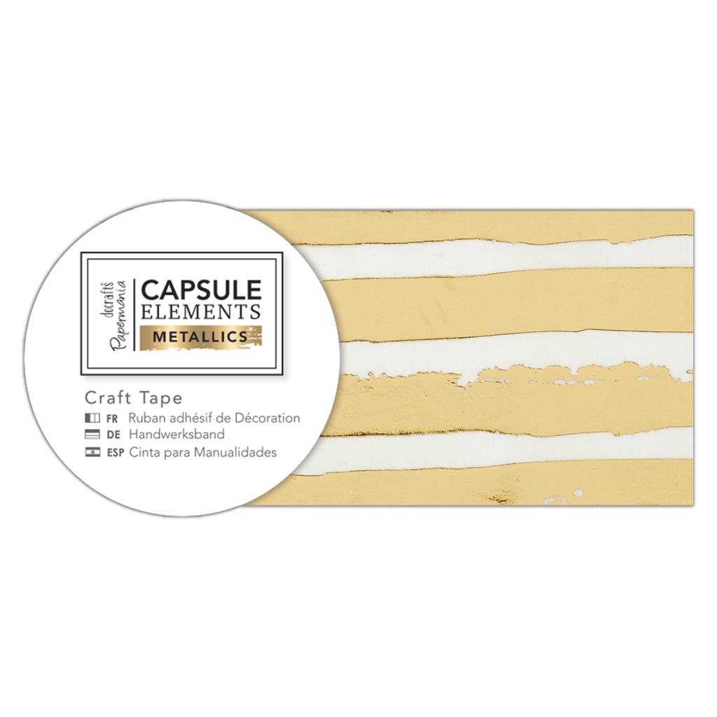 Papermania Elements Metallics Craft Tape 3m - Gold Stripe